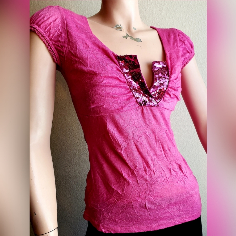 Vol.1 petite pink sequined shirt